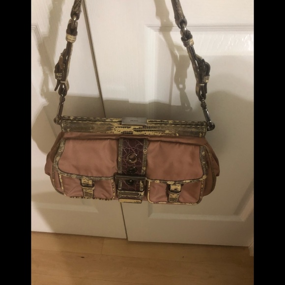 Prada Handbags - Prada python & leather , vinyl bag